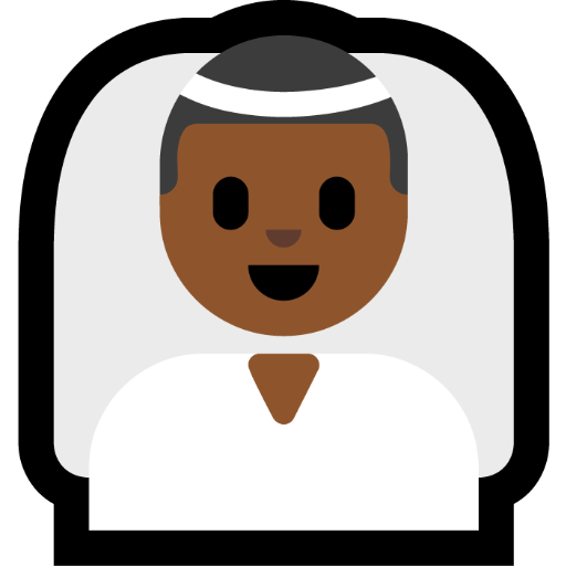 man with veil: medium-dark skin tone — Microsoft