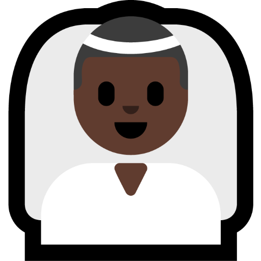 man with veil: dark skin tone — Microsoft