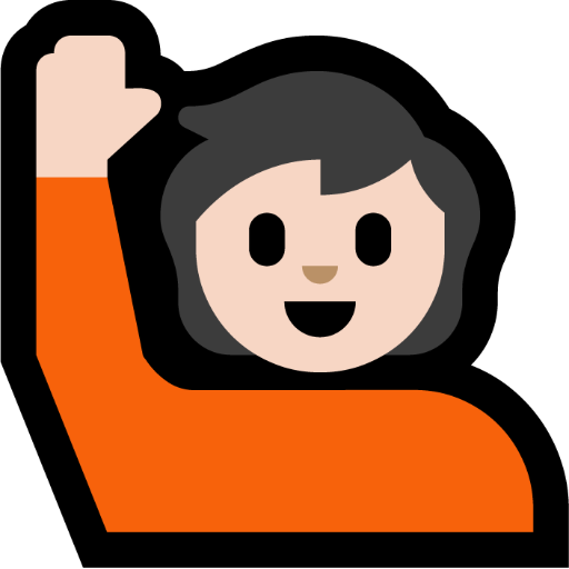Person Raising Hand: Light Skin Tone, the design in this release