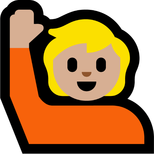 Person Raising Hand: Medium-Light Skin Tone, the design in this release