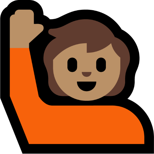 Person Raising Hand: Medium Skin Tone, the design in this release