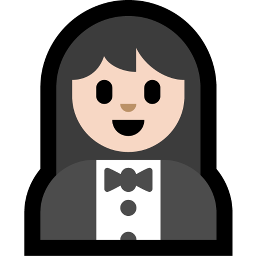 woman in tuxedo: light skin tone — Microsoft