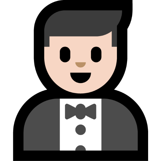 man in tuxedo: light skin tone — Microsoft