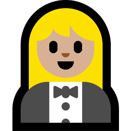woman in tuxedo: medium-light skin tone — Microsoft