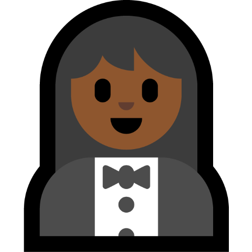 woman in tuxedo: medium-dark skin tone — Microsoft