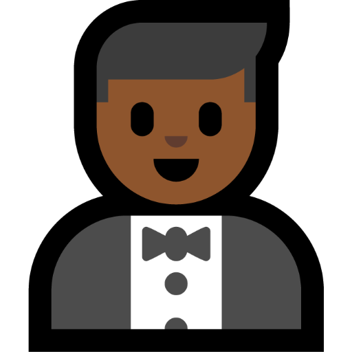 man in tuxedo: medium-dark skin tone — Microsoft