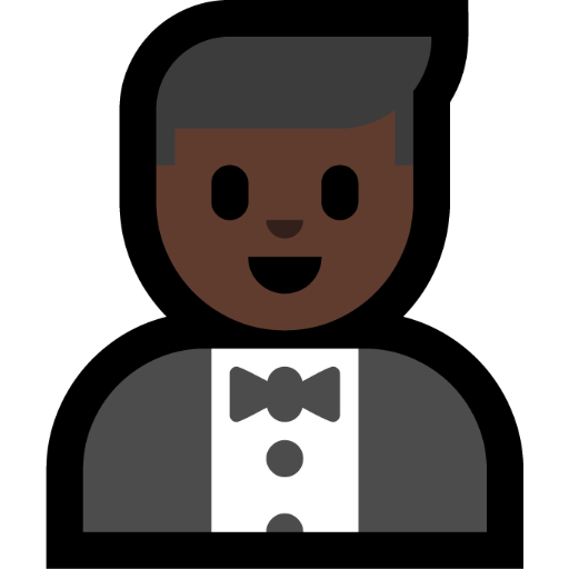 man in tuxedo: dark skin tone — Microsoft