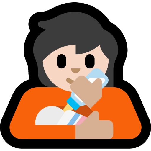 person feeding baby: light skin tone — Microsoft