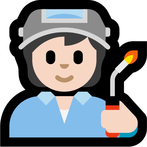 factory worker: light skin tone — Microsoft