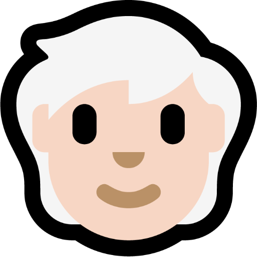 person: light skin tone, white hair — Microsoft