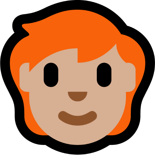 person: medium-light skin tone, red hair — Microsoft