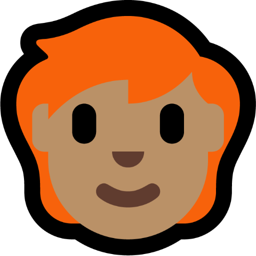 person: medium skin tone, red hair — Microsoft