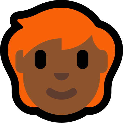 person: medium-dark skin tone, red hair — Microsoft