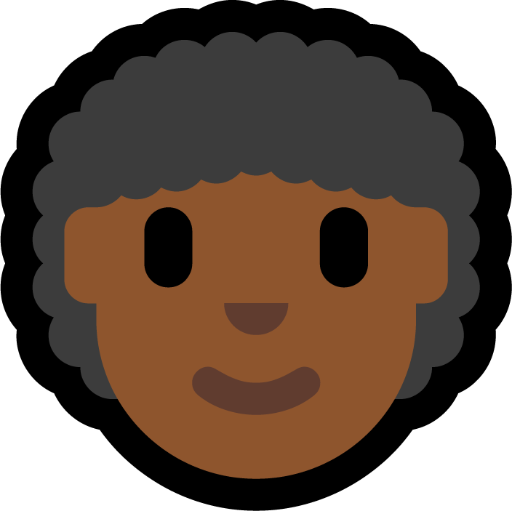 person: medium-dark skin tone, curly hair — Microsoft