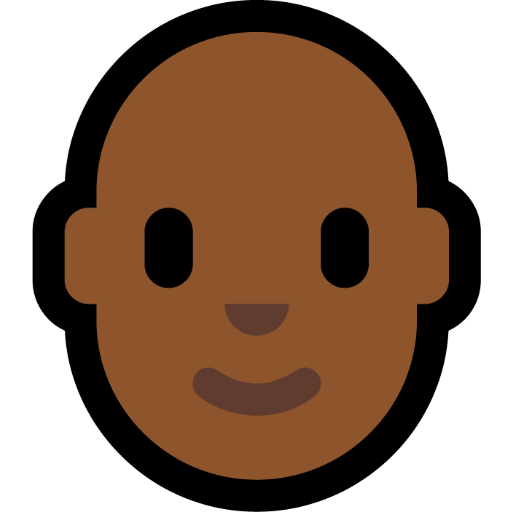 person: medium-dark skin tone, bald — Microsoft