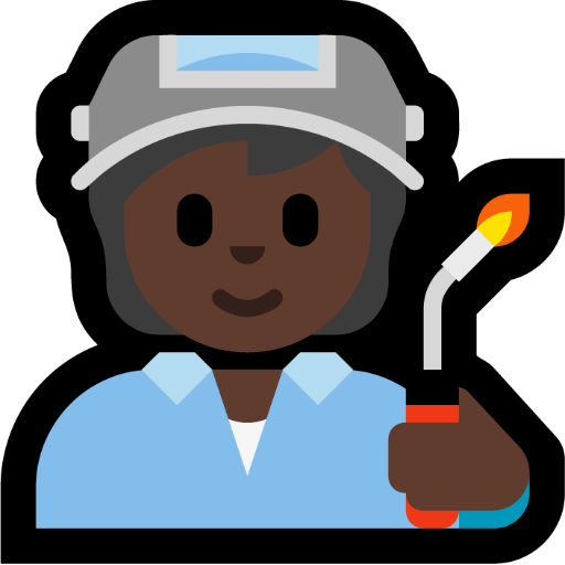 factory worker: dark skin tone — Microsoft