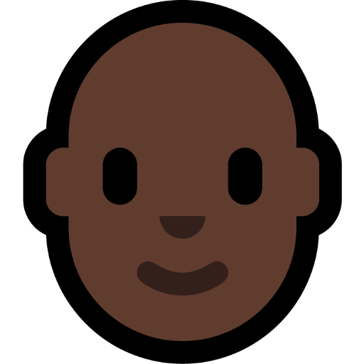 person: dark skin tone, bald — Microsoft