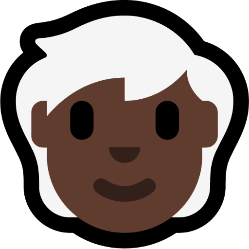 person: dark skin tone, white hair — Microsoft