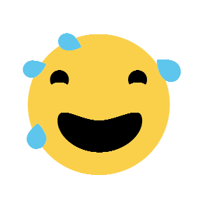 Grinning Face with Sweat as drawn by Microsoft in Windows 8.1