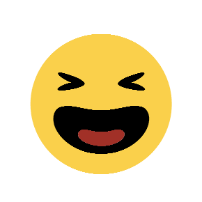 Grinning Squinting Face as drawn by Microsoft in Windows 8.1