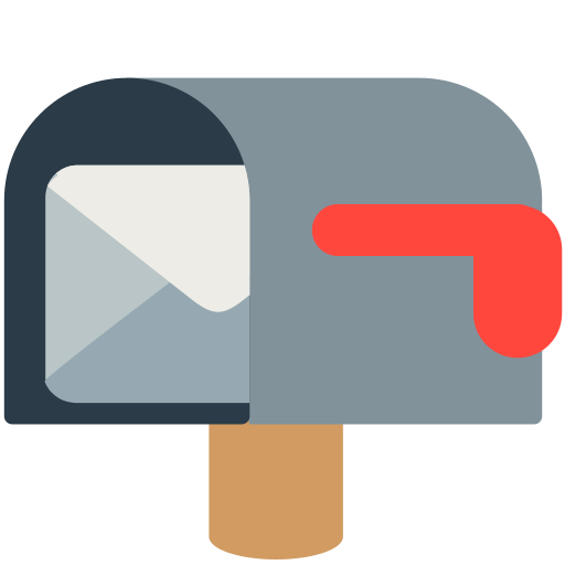 open mailbox with lowered flag as rendered by Mozilla