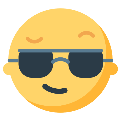 Smiling Face with Sunglasses as drawn by Mozilla in Firefox OS 2.5