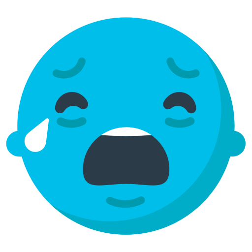 Loudly Crying Face as drawn by Mozilla in Firefox OS 2.5