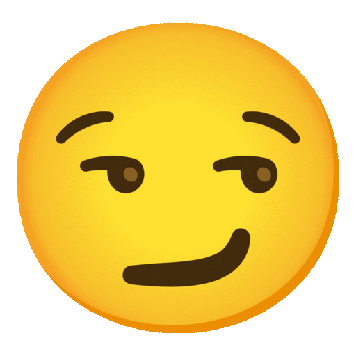 Smirking Face as drawn by Noto Animated Emoji in 15.0