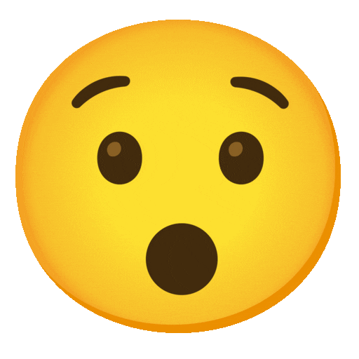 Hushed Face as drawn by Noto Animated Emoji in 15.0