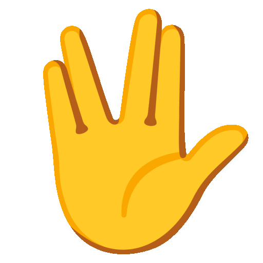 Vulcan Salute as drawn by Noto Animated Emoji in 16.0