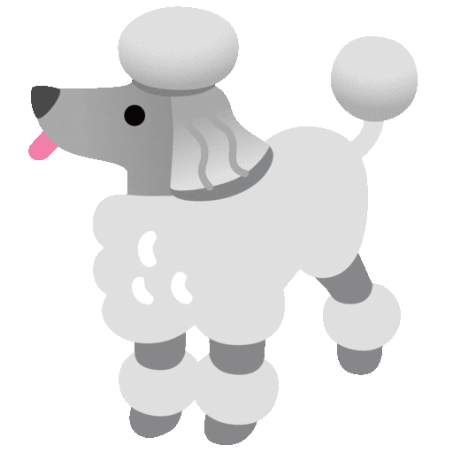 poodle as rendered by Noto Animated Emoji