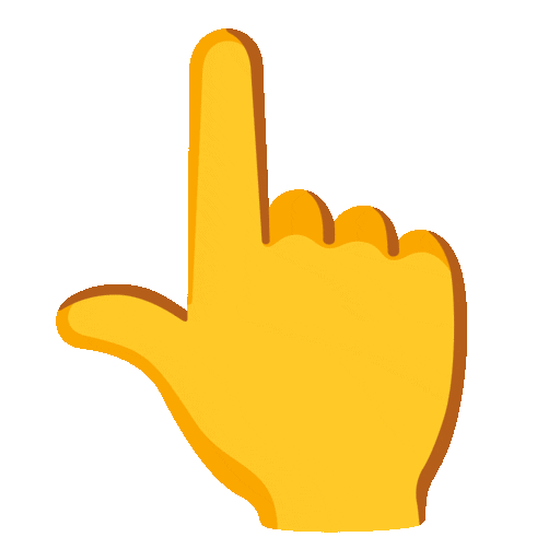 backhand index pointing up as rendered by Noto Animated Emoji