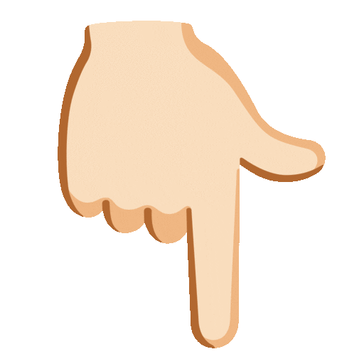 backhand index pointing down: light skin tone as rendered by Noto Animated Emoji
