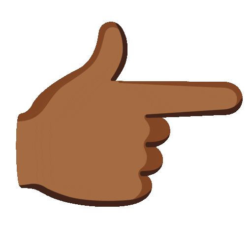 backhand index pointing right: medium-dark skin tone as rendered by Noto Animated Emoji