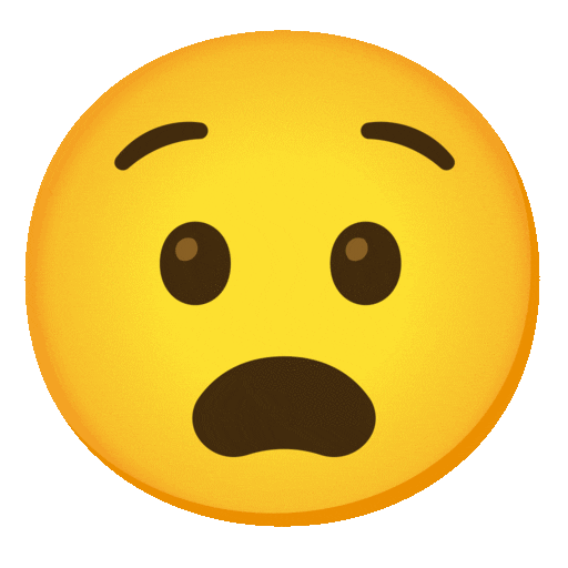 anguished face as rendered by Noto Animated Emoji