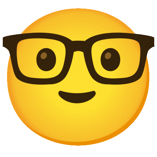 faccina nerd as rendered by Noto Animated Emoji