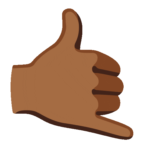 call me hand: medium-dark skin tone as rendered by Noto Animated Emoji