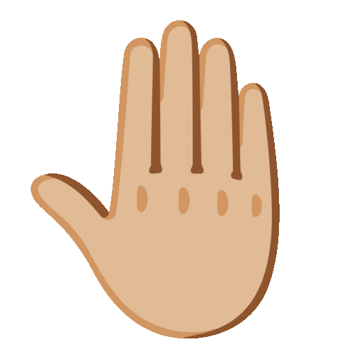 raised back of hand: medium-light skin tone as rendered by Noto Animated Emoji