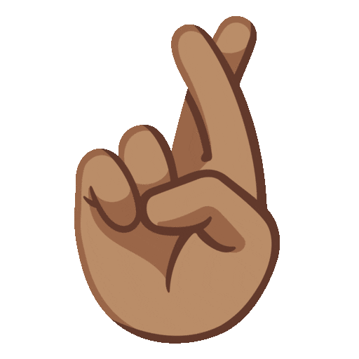 crossed fingers: medium skin tone as rendered by Noto Animated Emoji