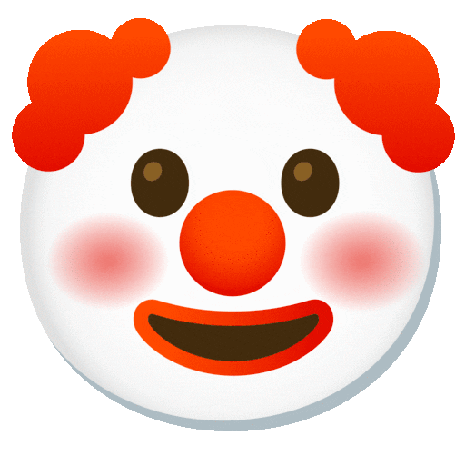 faccina pagliaccio as rendered by Noto Animated Emoji