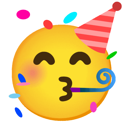 Partygesicht as rendered by Noto Animated Emoji