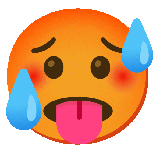 faccina accaldata as rendered by Noto Animated Emoji