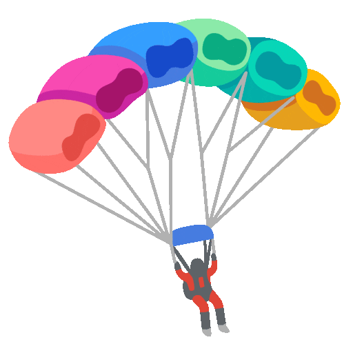 parachute as rendered by Noto Animated Emoji