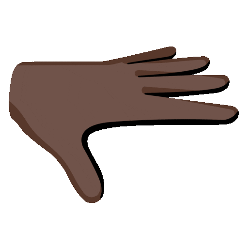 mano con la palma hacia abajo: tono de piel oscuro as rendered by Noto Animated Emoji
