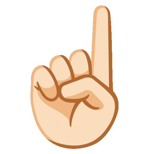 index pointing up: light skin tone as rendered by Noto Animated Emoji
