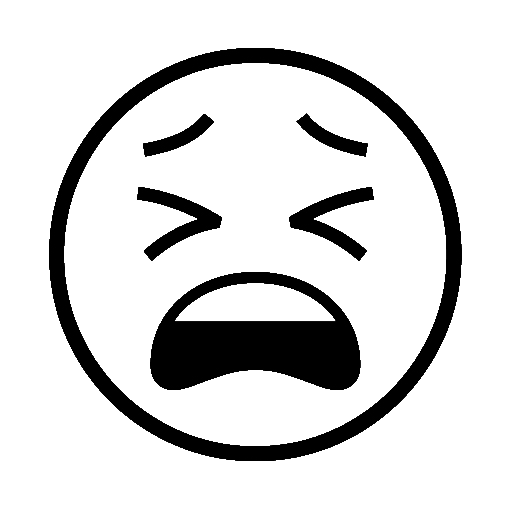 Tired Face as drawn by Noto Emoji in 15.0