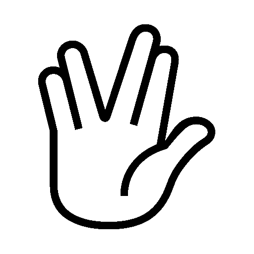 Vulcan Salute as drawn by Noto Emoji in 15.1