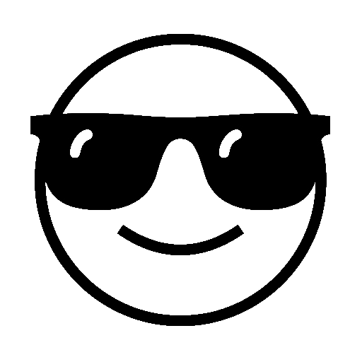 Smiling Face with Sunglasses as drawn by Noto Emoji in 16.0