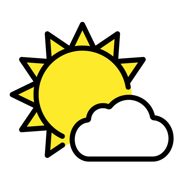 Sun Behind Small Cloud as drawn by OpenMoji in 1.0