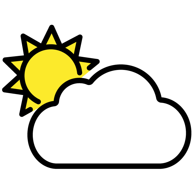 Sun Behind Large Cloud as drawn by OpenMoji in 1.0